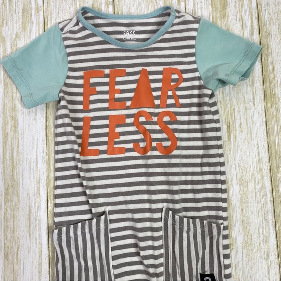 Rags to Raches Striped Fearless Henley Romper - Picture 2 of 5
